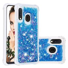 LEMAXELERS Compatível com Galaxy A10E, capa transparente líquida com glitter flutuante areia movediça à prova de choque capa protetora de silicone macio TPU para Samsung Galaxy A10E / A20E. YBL Love