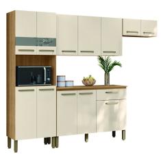 Armário de Cozinha Completa Com Balcão 12 Portas 1 Gaveta 2,50m Versalhes Madeirado / Areia