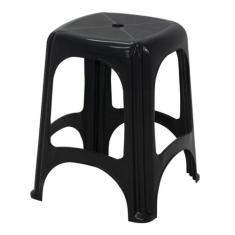 Banqueta Banquinho Plástico Resistente 100 Kilos Niteroi Preta - Tramo