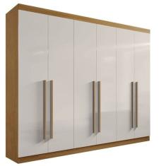 Guarda Roupa Casal 6 Portas 6 Gavetas - Da Vinci Plus-Cinamomo/Off White - Móveis D`Doro