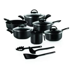 Jogo De Panelas 09 Peças Preto Antiaderente Tampa Utensílios - Marpal,