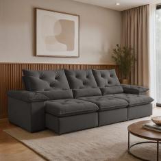 Sofá Retrátil e Reclinável 4 Lugares 270cm Londres Plus Yescasa