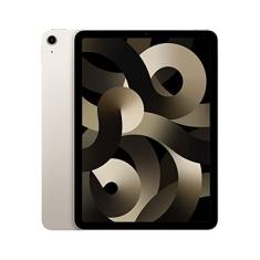 iPad Air da Apple (5a geração): Com chip M1, tela Liquid Retina de 10,9 polegadas, 256 GB Wi-Fi 6, câmera frontal de 12 MP, câmera traseira de 12 MP, Touch ID, Estelar