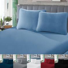 Jogo De Cama Malha 3 Peças King 100% Algodão Fio 30 Penteado