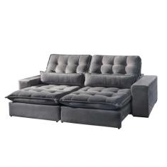 Sofá Bruna 3 Lugares Retrátil e Reclinável 2.30m Suede Móveis Mix