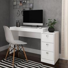 Escrivaninha 3 Gavetas 122cm ME402 DJD Móveis Branca