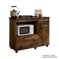 Balcão para Cooktop 4 Bocas e Forno 2 Portas 1 Gaveta Violeta Kaiki Móveis