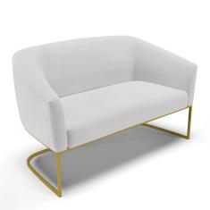Sofá Namoradeira 2 Lugares Base Industrial Dourado Stella Linho D03 - D`rossi Cor A05 Cinza