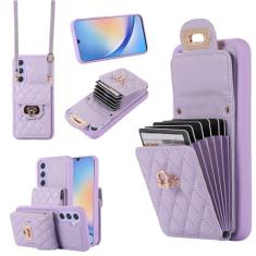 Capa carteira acordeão para Samsung Galaxy A14 4G/A14 5G, capa de telefone de couro com 6 compartimentos para cartão e encaixe de metal, capa de telefone à prova de choque com cordão transversal