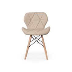 Cadeira Charles Eames Eiffel Slim Wood Estofada - Napole Decor, Nude