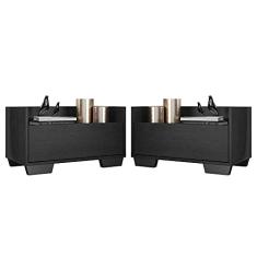 Kit c/ 2 Mesas de Cabeceira 60 cm c/Pés Quadrados Multimóveis Preta