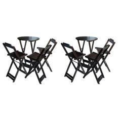 Kit 2 Jogos de Mesa Bistrô de Madeira Dobrável com 3 Banquetas - Tabac