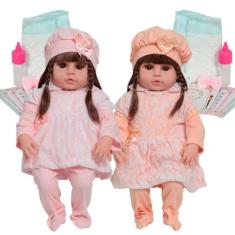 Bebê Reborn Boneca Realista Gêmeas Com Conjuntinho de Renda - Cegonha 