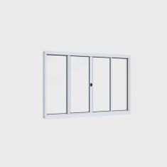 Janela de Aço de Correr 100x100cm 4 Folhas com Vidro Liso Riobras