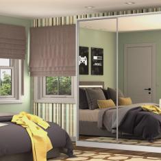 Guarda-Roupa Solteiro com Espelho 2 Portas de Correr