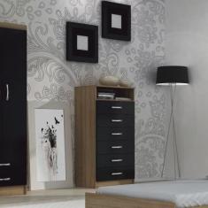 Cômoda Rack 6 Gavetas 1 Nicho Maxi Evidência Móveis Imbuia/Preto