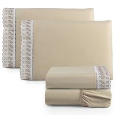 Jogo de Lençol Lese Casal Percal 180 Fios 4 Peças - Santos e Luan, Ave