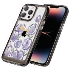 AKABEILA Capa para iPhone 15 Plus transparente com design TPU bumper floral flor PC capa de telefone traseira botão galvanizado mulheres menina 6,7 polegadas