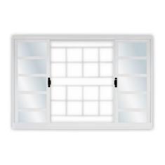 Janela De Correr Aço 4 Folhas Com Grade Quadriculada Mgm Minas Sul 120cmx120cm Requadro 7cm Vidro Liso Incolor Branco