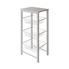 Fruteira De Chão Cozinha Montada Aço Branco Tampo Branco Roma Cor: Branco