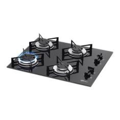 Fogão Cooktop a Gás Fischer 1519-5713 4 Bocas Mesa de Vidro Temperado Trempe Ferro Fundido Preto Bivolt