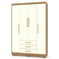 Guarda Roupa Espanha 4 Portas Nature Champanhe Vila Rica