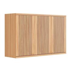 Armário Aéreo P/ Cozinha Sauvignon C/ 3 Portas Ripadas 120cm Amendoa - Ronipa