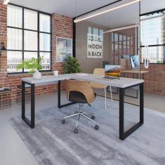 Escrivaninha Em L Yon Diretor 150x70x75 Branco-preto