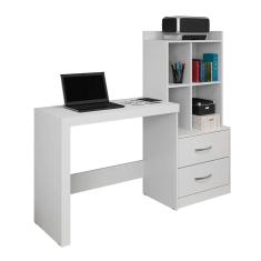 Escrivaninha com Estante 2 Gavetas 4 Nichos Alana Branco - JCM Móveis