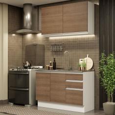 Cozinha Compacta Madesa Glamy 120003 com Armário e Balcão (Sem Tampo e Pia) - Branco/Rustic