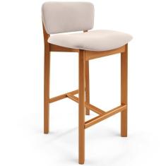 Banqueta Alta Para Cozinha Sala de Jantar Bar Dara L02 Suede Bege - Ly