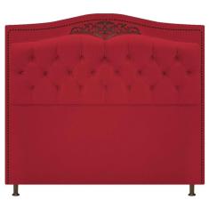Cabeceira Estofada Yasmim 90cm Solteiro Suede Vermelho