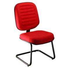Cadeira Diretor Sem Braços Linha Blenda Base Fixa Em S Vermelho - Desi