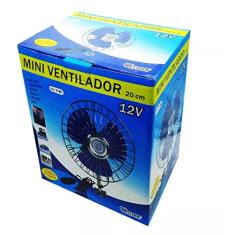 Western V-80 Ventilador Automoveis 12V Mini, Prata/Azul, 20 cm