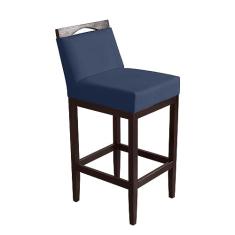 Banqueta Alta Lyara em Madeira Maciça com Encosto Estofada