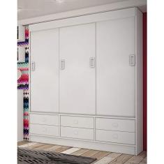 Guarda Roupa Solteiro 3 Portas de Correr 6 Gavetas Móveis Percasa Branco