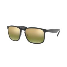 Óculos de sol masculinos Ray-Ban RB4264 Chromance Square, cinza/verde polarizado espelhado gradiente dourado, 58 mm