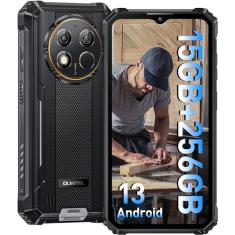 OUKITEL WP28 Rugged Smartphone (2023), 15(8+7) GB+256GB, Bateria de 10600mAh, Android 13, 6,52 polegadas, Câmera de 48 MP, 4G Dual SIM, IP68 à prova d'água, NFC/GPS/OTG (preto)