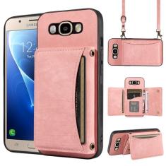 Capa de telefone para Samsung Galaxy J7 2016 capa carteira com alça de ombro transversal e suporte de cartão de crédito de couro bolso fino suporte acessórios para celular bolsa flip para celular J 7