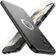 Yamink Capa para Galaxy A14 5G com protetor de tela (vidro temperado), capa protetora híbrida 2 em 1, fina, resistente, com suporte de anel magnético invisível para Galaxy A14 5G de 6,6 polegadas,