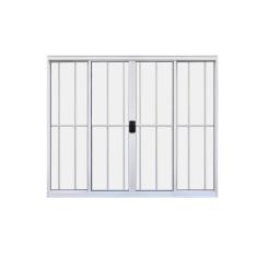 Janela 4 Folhas de Correr C/ Grade 1.00 X 1.00 Alumínio Branco Linha Modular - Hale