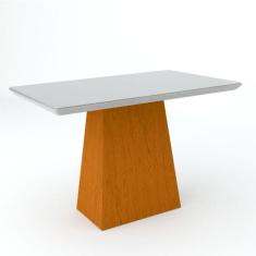 Mesa de Jantar Para 4 Lugares Tampo De Madeira Com Vidro Bárbara 1,20m