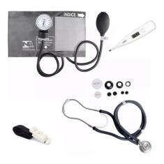 Kit Enfermagem Aparelho De Pressão Com Estetoscópio Duplo + Termômetro