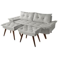 Sofá Bariloche 3 Lugares Duas Banquetas Material Sintético - Essencial