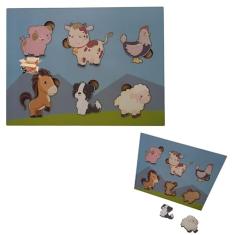 Brinquedo Pedagógico Em Madeira Quebra Cabeça Infantil De Encaixe Desenhos Grandes (Veículos)