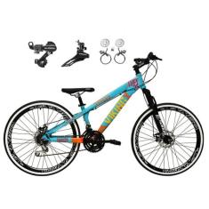 Bicicleta Aro 26 Vikingx Tuff Azul/Laranja 21v Alumínio Câmbios Shiman