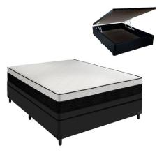 Cama Casal Baú Preta Arezzo Black Molas Ensacadas Portobel