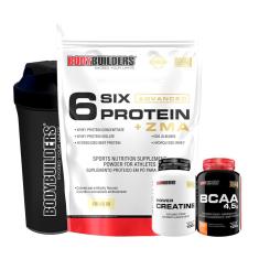 Kit Whey Protein Isolado Six Gold + Zma 2Kg + Power