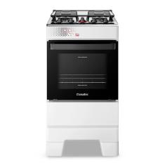 Fogão a Gás Mesa Inox Tampa de Vidro Forno 50L Limpa Fácil e Acendimento Automático Esmaltec IDEAL Top T4IAB Cor Branco 4 bocas Bivolt