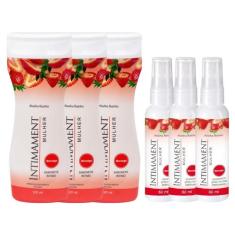 Kit 3 Intimament Sabonete Íntimo Morango  + 3 Desodorante Íntimo Moran